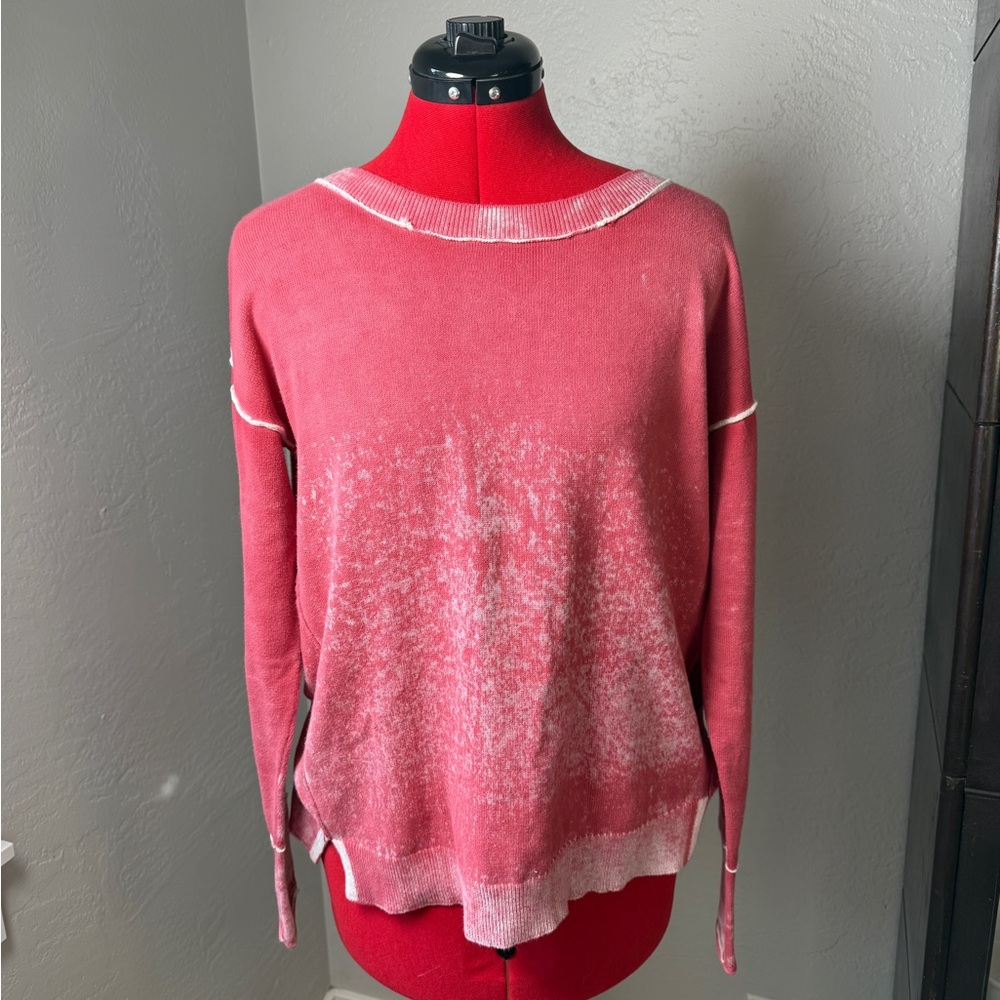 Sundance Pink Lightweight Cotton Knit Ombre Raw Edge Sweater Size XS